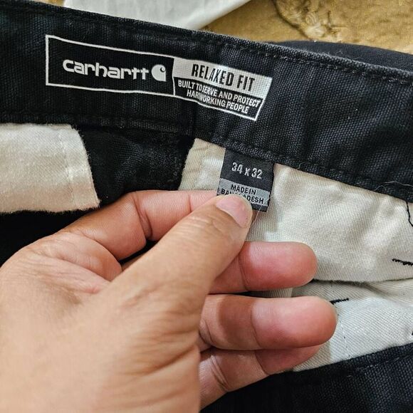 Carhartt Pants Mens 34x32 Black Relaxed Fit Ripstop Cargo Work Pant - Picture 7 of 7